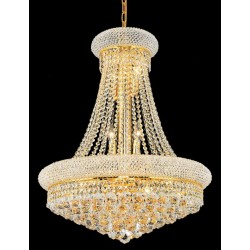 14 Lights Crystal chandelier dress with crystal ball in gold finish